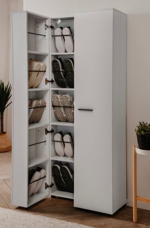 Schuhschrank Logu in wei� 74 x 182 cm, aufklappbar f�r 30 Paar Schuhe
