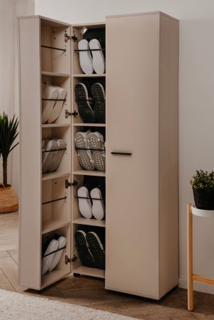 Schuhschrank Logu in Samt 74 x 182 cm, aufklappbar f�r 30 Paar Schuhe