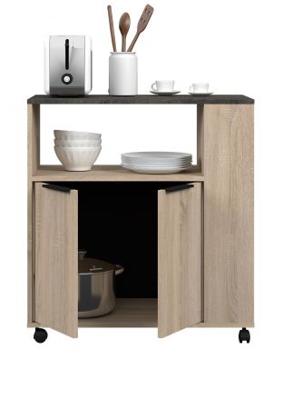 Parisot K�chenschrank Set 2-tlg. Fumay1 in Eiche und Beton grau K�che Buffet und Mehrzweckschrank