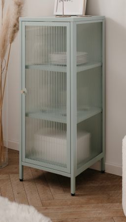 Metall Kommode Maram in mintgr�n Vitrine 40 x 102 cm