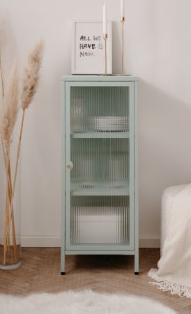 Metall Kommode Maram in mintgr�n Vitrine 40 x 102 cm