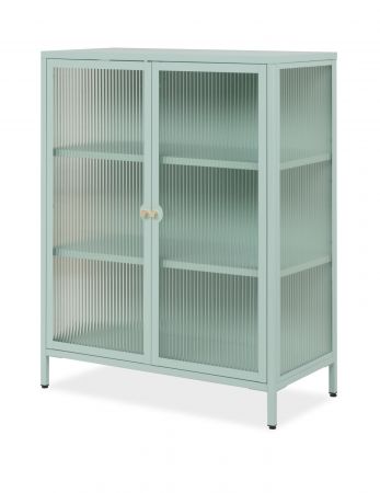 Metall Kommode Maram in mintgr�n Vitrine 80 x 102 cm