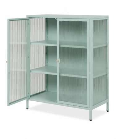 Metall Kommode Maram in mintgr�n Vitrine 80 x 102 cm