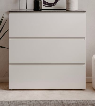 Kommode Briec in wei� Glanz und Matera grau Schubladenkommode 89 cm
