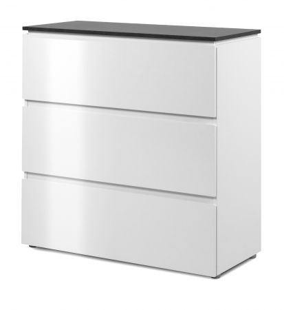 Kommode Briec in wei� Glanz und Matera grau Schubladenkommode 89 cm