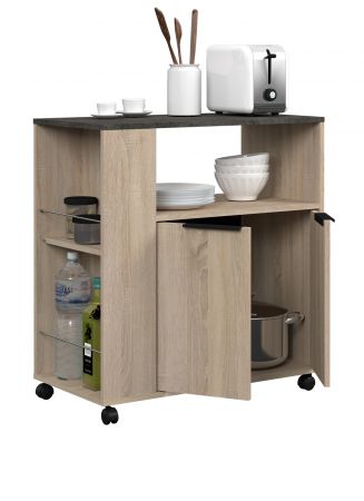 Parisot K�chenschrank Set 3-tlg. Fumay3 in Eiche und Beton grau K�che Buffet K�cheninsel und Mehrzweckschrank