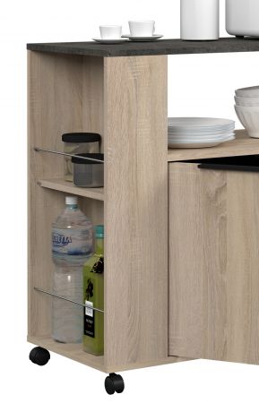 Parisot K�chenschrank Set 3-tlg. Fumay3 in Eiche und Beton grau K�che Buffet K�cheninsel und Mehrzweckschrank