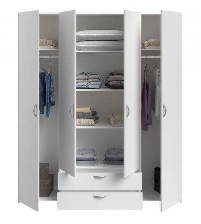 Kleiderschrank Enjour in wei� Dreht�renschrank 4-t�rig 160 x 185 cm