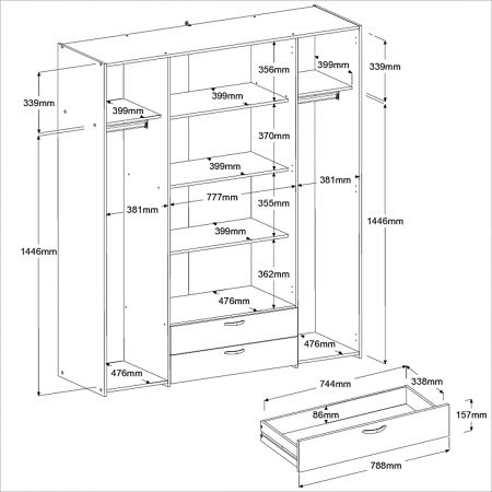 Kleiderschrank Enjour in Jackson Eiche Dreht�renschrank 4-t�rig 160 x 185 cm