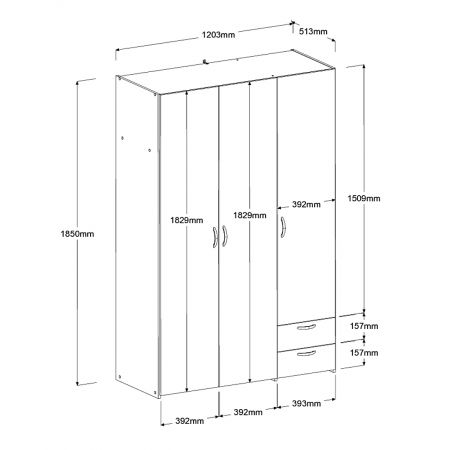 Kleiderschrank Enjour in Jackson Eiche Dreht�renschrank 3-t�rig 120 x 185 cm