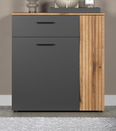 Kommode Avila in grau und Evoke Eiche Sideboard 80 cm