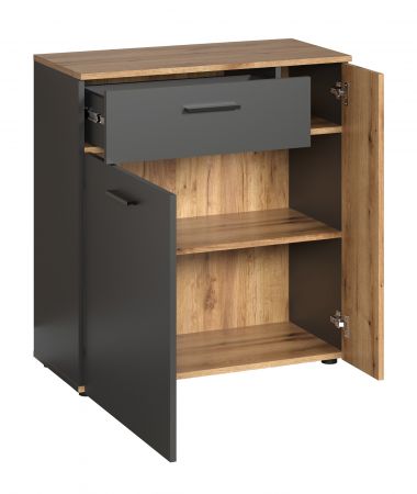 Kommode Avila in grau und Evoke Eiche Sideboard 80 cm