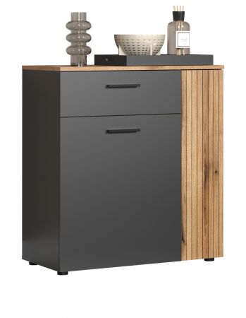Kommode Avila in grau und Evoke Eiche Sideboard 80 cm