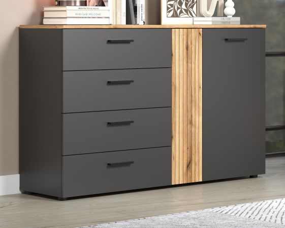 Sideboard Avila in grau und Evoke Eiche Kommode 139 cm