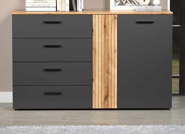 Sideboard Avila in grau und Evoke Eiche Kommode 139 cm