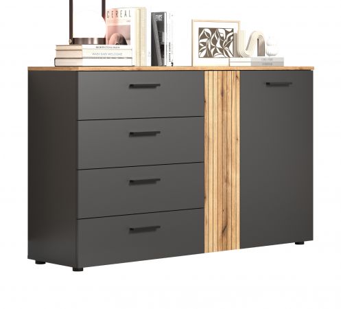 Sideboard Avila in grau und Evoke Eiche Kommode 139 cm