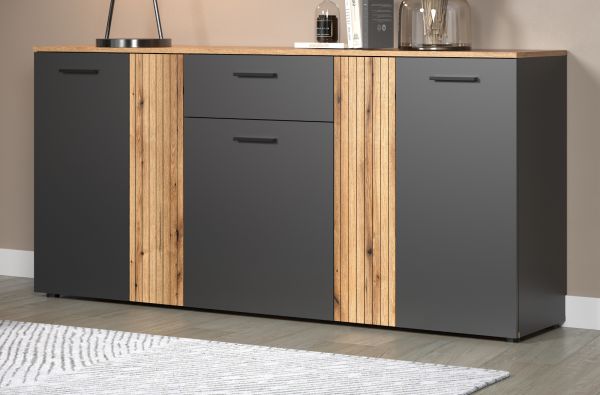 Sideboard Avila in grau und Evoke Eiche Kommode 181 cm