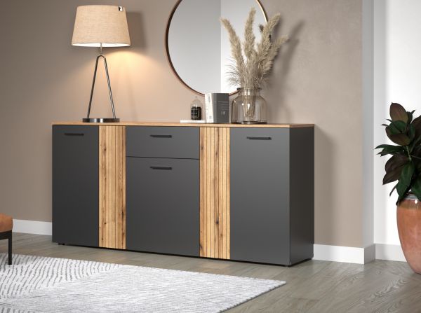 Sideboard Avila in grau und Evoke Eiche Kommode 181 cm