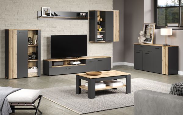 Sideboard Avila in grau und Evoke Eiche Kommode 181 cm