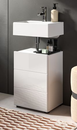 Waschbeckenunterschrank Larik in wei� Hochglanz Badezimmer Unterschrank 38 x 56 cm