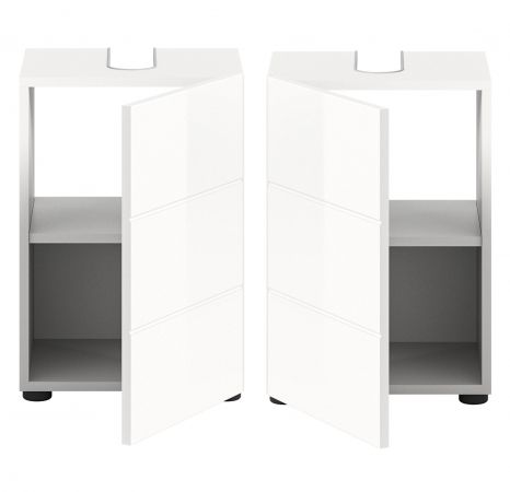 Waschbeckenunterschrank Larik in wei� Hochglanz Badezimmer Unterschrank 38 x 56 cm