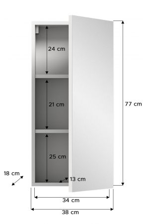 Badezimmer Spiegelschrank Larik in wei� 1-t�rig 38 x 77