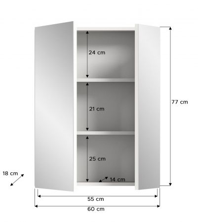 Badezimmer Spiegelschrank Larik in wei� 2-t�rig 60 x 77