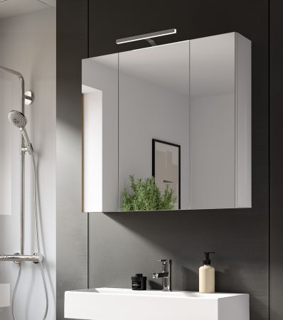 Badezimmer Spiegelschrank Larik in wei� 3-t�rig 82 x 77