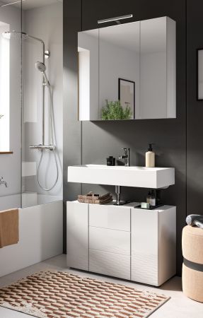 Badezimmer Spiegelschrank Larik in wei� 3-t�rig 82 x 77
