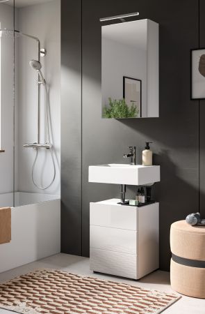 Badm�bel Set 2-teilig Larik in wei� Hochglanz Badkombination 38 x 190 cm
