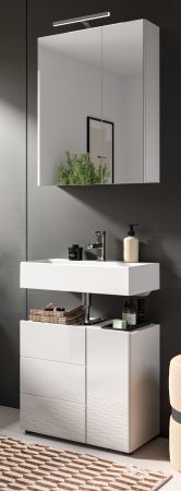 Badm�bel Set 2-teilig Larik in wei� Hochglanz Badkombination 60 x 190 cm