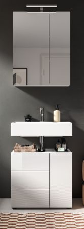 Badm�bel Set 2-teilig Larik in wei� Hochglanz Badkombination 60 x 190 cm