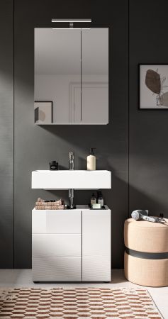Badm�bel Set 2-teilig Larik in wei� Hochglanz Badkombination 60 x 190 cm