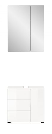 Badm�bel Set 2-teilig Larik in wei� Hochglanz Badkombination 60 x 190 cm