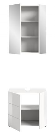 Badm�bel Set 2-teilig Larik in wei� Hochglanz Badkombination 60 x 190 cm