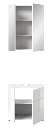 Badm�bel Set 2-teilig Larik in wei� Hochglanz Badkombination 60 x 190 cm