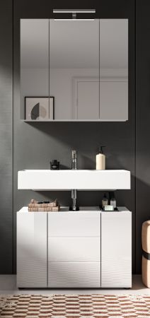 Badm�bel Set 2-teilig Larik in wei� Hochglanz Badkombination 82 x 190 cm