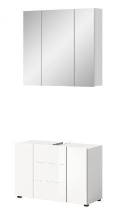 Badm�bel Set 2-teilig Larik in wei� Hochglanz Badkombination 82 x 190 cm