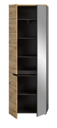 Garderobenschrank Cooper in Artisan Eiche und grau 65 x 190 cm mit variabler Inneneinteilung, Soft-Close