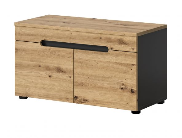 Garderobe Sitzbank Cooper in Artisan Eiche und grau Garderobenbank 80 cm, Soft-Close