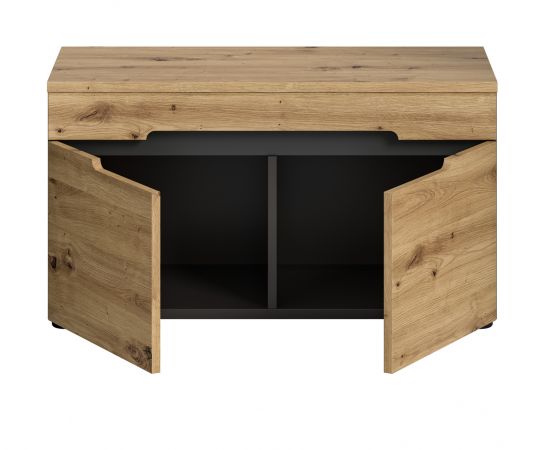 Garderobe Sitzbank Cooper in Artisan Eiche und grau Garderobenbank 80 cm, Soft-Close