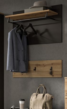 Garderobenpaneel Cooper in Artisan Eiche und grau Set 2-teilig 80 cm
