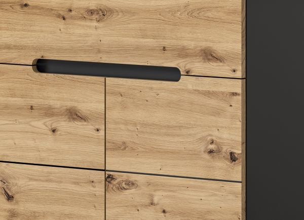 Garderobe Set 6-teilig Cooper in Artisan Eiche und grau 255 cm mit Soft-Close