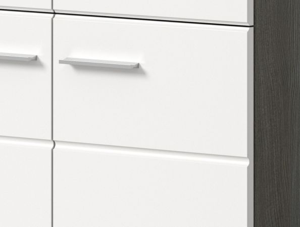 Garderobe Sitzbank Rumba in wei� Hochglanz und Rauchsilber grau Garderobenbank 80 cm