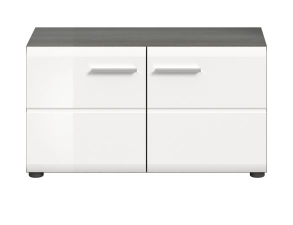 Garderobe Sitzbank Rumba in wei� Hochglanz und Rauchsilber grau Garderobenbank 80 cm