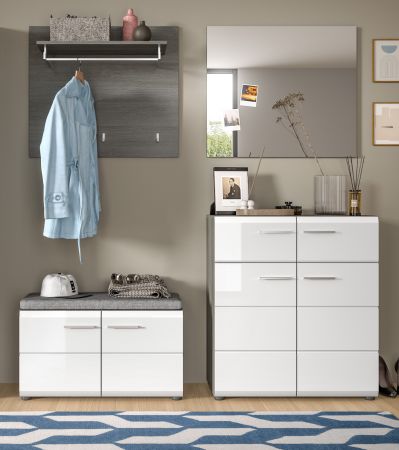 Garderobenpaneel Rumba in Rauchsilber grau Wandgarderobe 80 x 70 cm