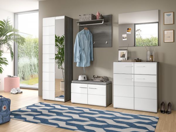 Garderobenpaneel Rumba in Rauchsilber grau Wandgarderobe 80 x 70 cm
