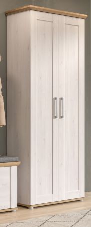 Garderobenschrank Mirano in wei� L�rche und Eiche Artisan Landhaus Flurgarderobe 80 x 196 cm