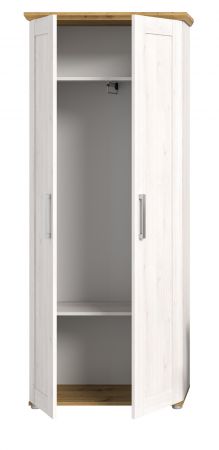 Garderobenschrank Mirano in wei� L�rche und Eiche Artisan Landhaus Flurgarderobe 80 x 196 cm