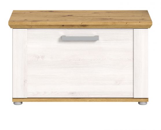 Garderobe Sitzbank Mirano in wei� L�rche und Eiche Artisan Landhaus Garderobenbank 80 cm